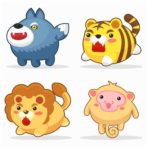 Cute Animals Funny Cartoon Character Set Download Free