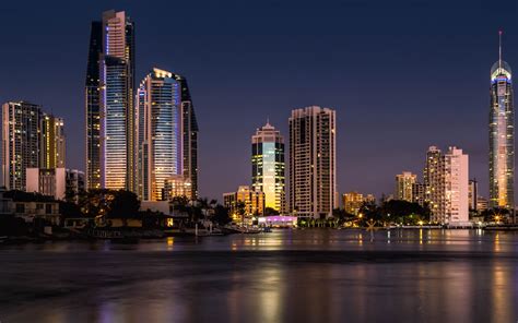 Download Wallpaper 3840x2400 Skyscrapers Lights Buildings Night