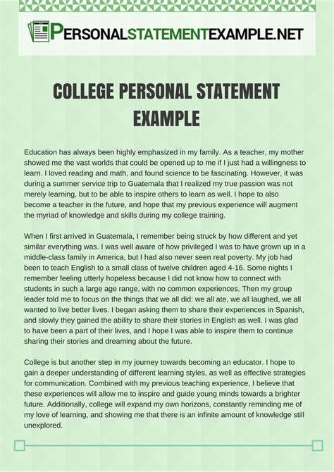 Personal Statement Examples For College Admissions