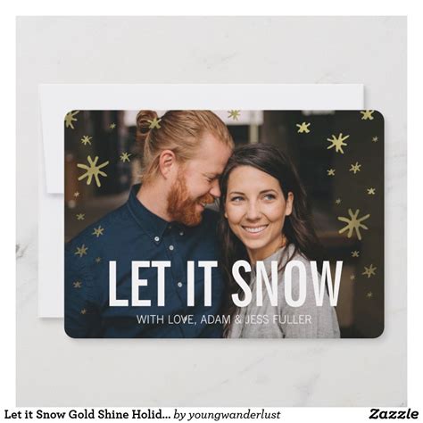 Let It Snow Gold Shine Holiday Photo Card Merry Christmas Christmas