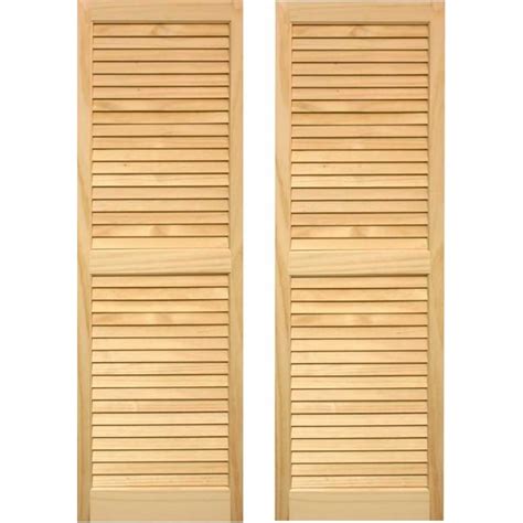 Shop Pinecroft 2 Pack Unfinished Louvered Wood Exterior Shutters
