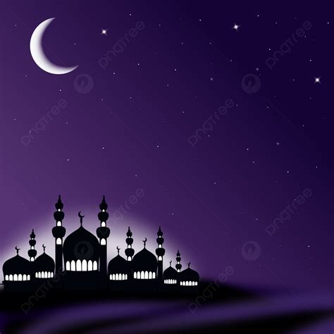 Mosque At Night Background Moon And Stars Mosque Night Background