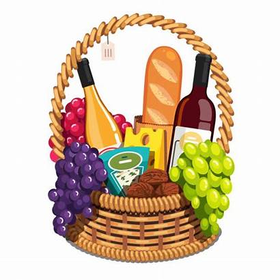 Basket Wine Picnic Gift Vector Bread Bottles