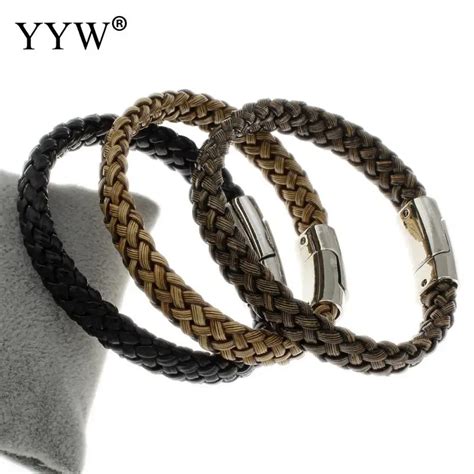Unisex Bracelet Pu Leather With Zinc Alloy Plated 10x5mm Sold Per Approx 75 Inch Strand In Wrap