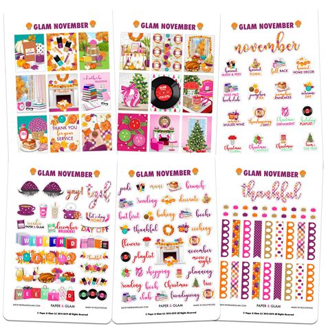 Glam November Digital Planner Stickers Paper And Glam Planners