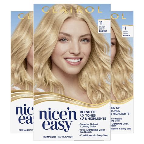 Buy Clairol Nicen Easy Permanent Hair Dye 11 Ultra Light Blonde Hair Color 626 Fl Oz Pack