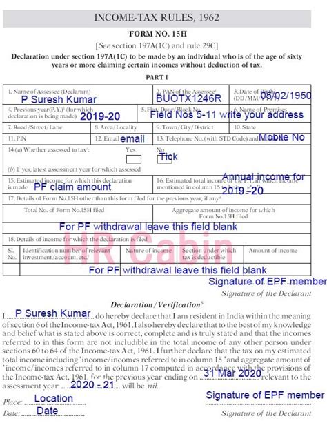 Form 15g Sample Filled Form Printable Forms Free Online