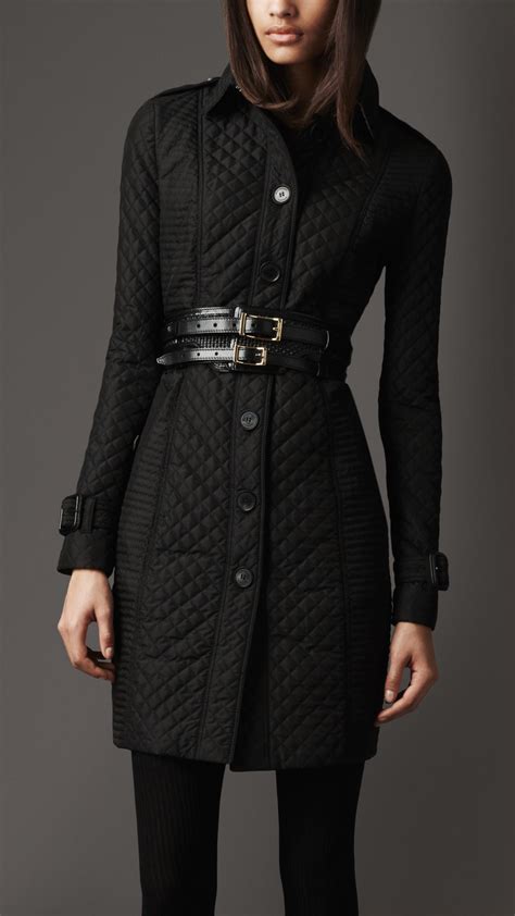 Lyst Burberry Long Quilted Trench Coat In Black