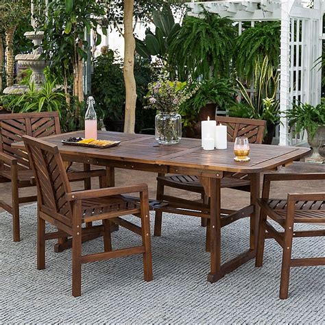 Forest Gate Olive 5 Piece Outdoor Acacia Extendable Table Dining Set In