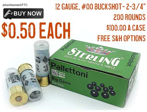 200 Rounds Sterling 275 1 316oz 00 Buckshot 12 Gauge Ammunition 100