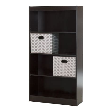 South Shore Smart Basics 4 Shelf Bookcase With 2 Fabric Storage Baskets