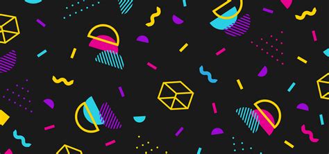 Background In The Style Of The 80s With Multicolored Geometric Shapes