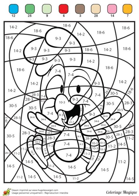 Coloriage Magique Soustractions Poulet Math Coloring Math For Kids