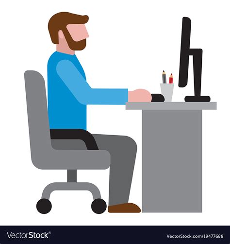 Man In Office Workplace Icon Royalty Free Vector Image