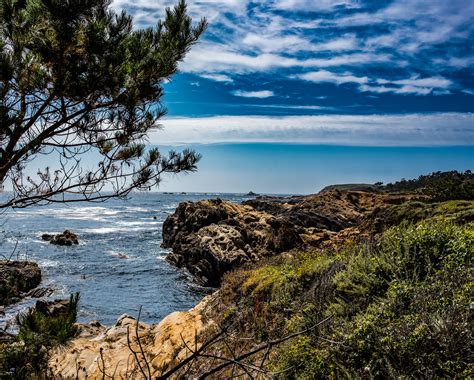 Rock Formations On Seashore Under Blue Sky Point Lobos Hd Wallpaper