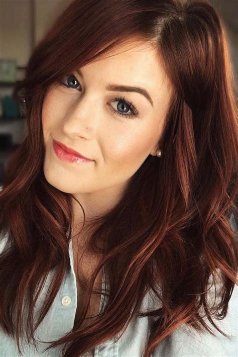 This auburn brown hair color is dimensional and a warmer, more fun alternative to blonde or even caramel highlights for girls who are naturally darker. 55 Auburn Hair Color Ideas To Look Natural ...