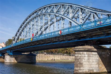 Jozef Pilsudski Bridge On Vistula River In Krakow Stock Photo Image