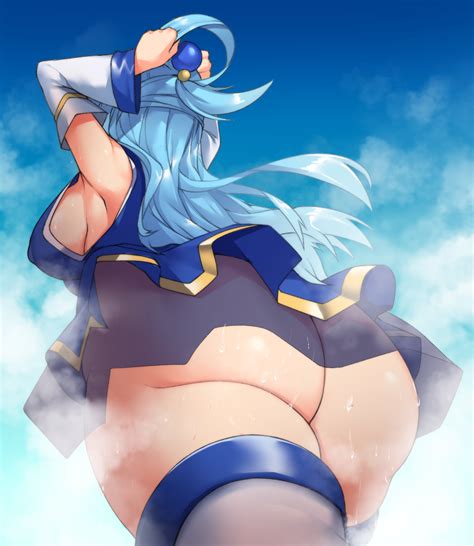 Rule 34 1girls Aqua Konosuba Ass Blue Hair Dat Ass Female Female Only Huge Ass Huge Breasts