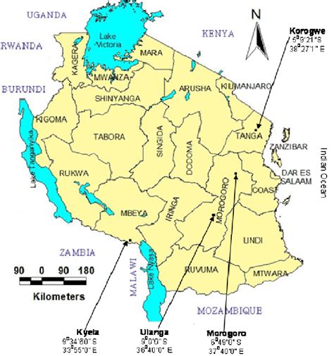 Map Of Tanzania Showing Regions