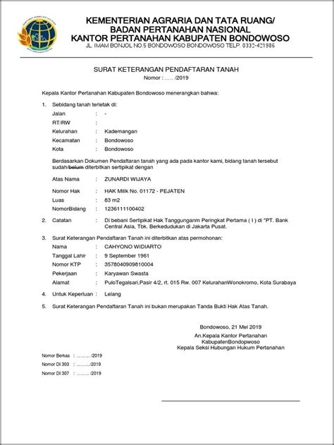 Contoh Surat Keterangan Pendaftaran Tanah Skpt Docx Surat Keterangan