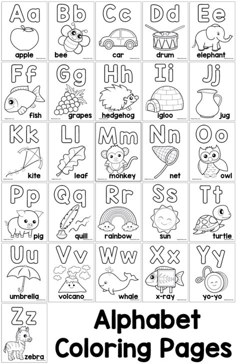 Alphabet Coloring Pages Easy Peasy Learners