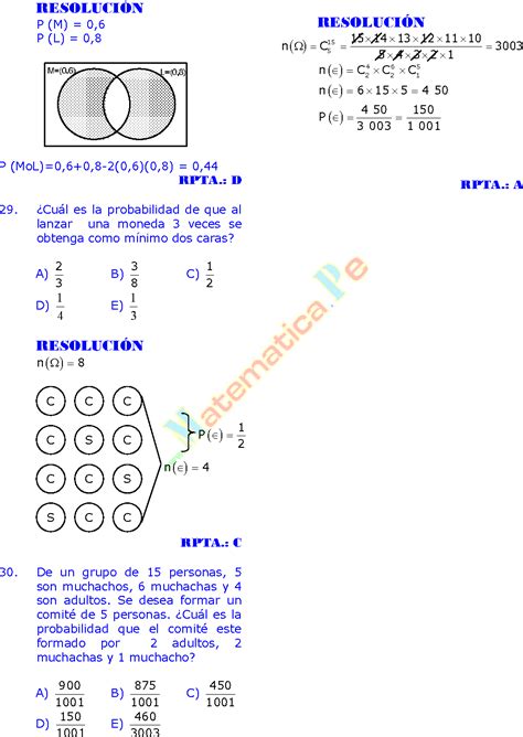 Probabilidades Ejercicios Resueltos De Razonamiento MatemÁtico