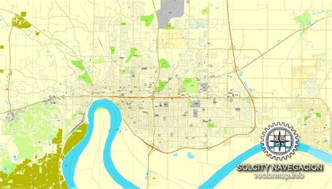Evansville Indiana Us Printable Vector Street City Plan Map Full