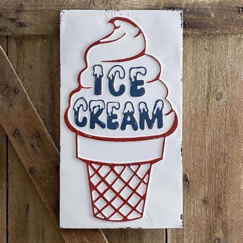 Ice Cream Cone Sign Homedecorrustic Ice Cream Sign Retro Sign