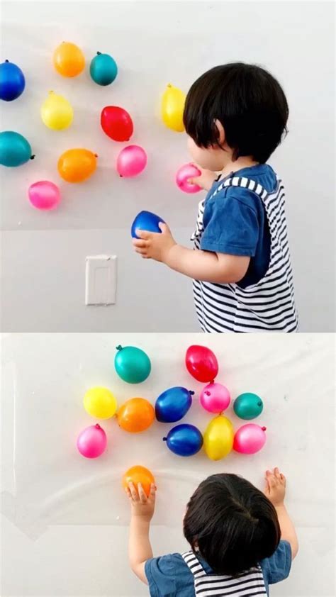 Sensory Activity Of The Wall Sticky Ball Toddler Learning Activities
