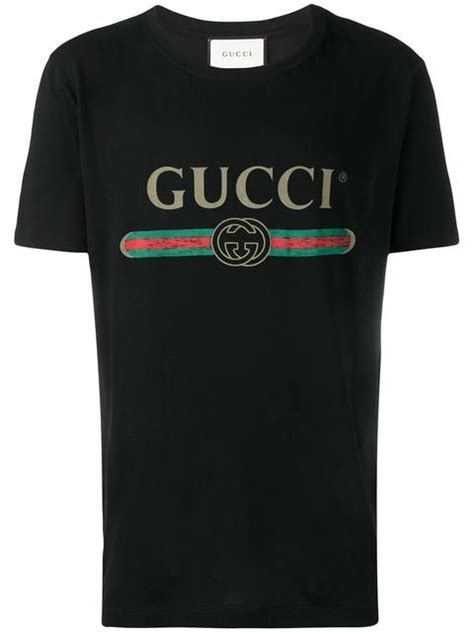 Gucci Cotton T Shirt With Vintage Logo Print In Black Modesens