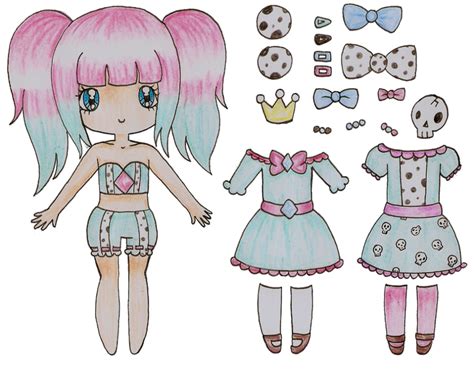 The Paper Doll Has Pink Hair And Blue Eyes
