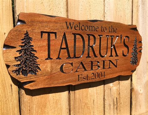 Outdoor Sign Rot Resistant Wooden Carved Cabin Sign Pine Etsy Cabin