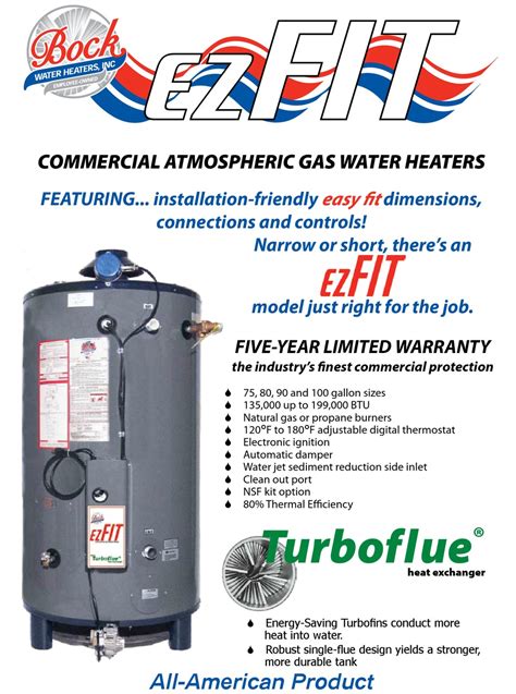 Bock Water Heaters Ezfit Water Heater Specifications Manualslib