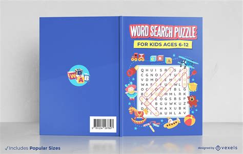Word Search Puzzle For Kids Book Cover Design Vector Download