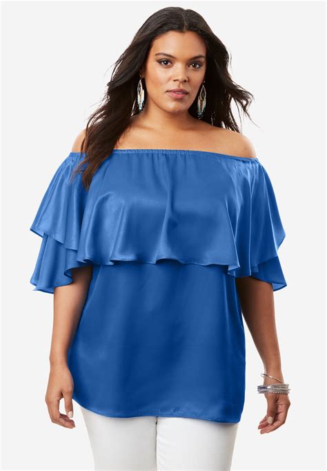 Off The Shoulder Ruffle Top Plus Size Tops Tees Full Beauty