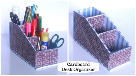 Diy Cardboard Organizer Desk Organizer Cardboard Crafts Easy Youtube