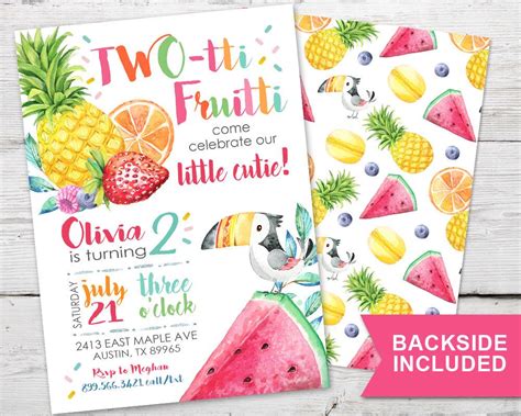 Twotti Fruitti Birthday Invitation Twotti Frutti Birthday Tutti