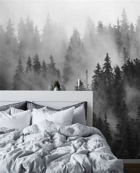 Black And White Forest Wallpaper Mural Peel And Stick Remove Etsy
