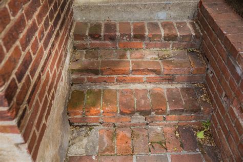 To clean brick stains resulting from iron or rust deposits, apply oxalic acid, diluted 1:10 with water. How to Conquer Your Old Crumbling Brick Steps