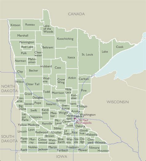 County Zip Code Maps Of Minnesota