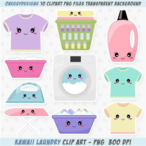 Cute Kawaii Laundry Clipart Laundry Clip Art Digital Sticker Etsy Clip Art Digital Sticker