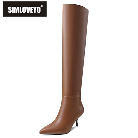 Simloveyo Over Knee High Boots 50cm Small Heel 6cm Pointed Toe Slip On Splice Boots Opening 40cm