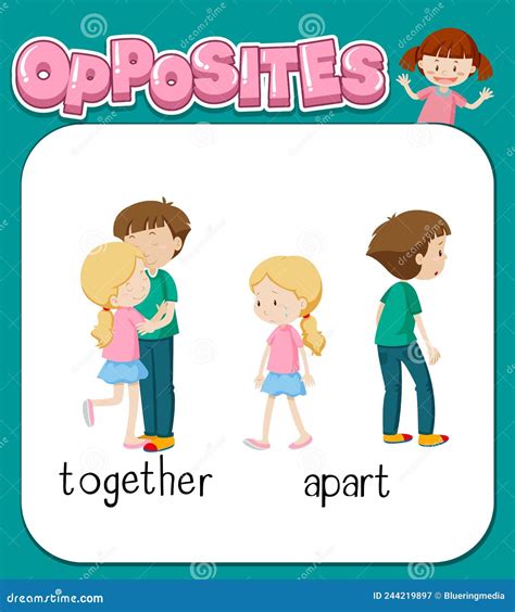 Opposite Words For Together And Apart Stock Vector Illustration Of