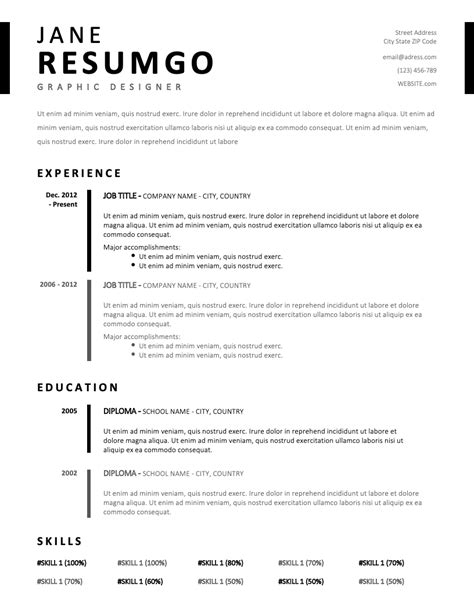 Outline format for federal cv. TIMO - Simple & Stylish Resume Template - ResumGO.com