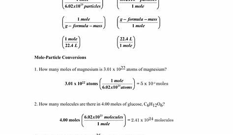 mole particle conversion worksheet