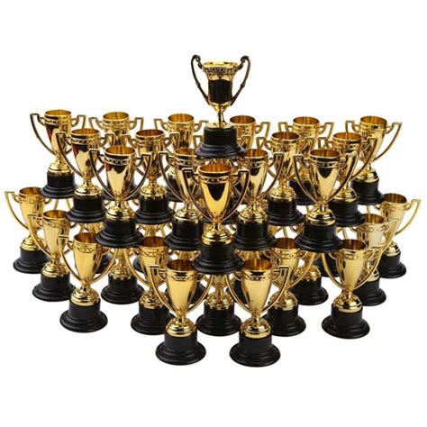 40pcs Golden Award Trophy Cups Plastic Gold Trophies Mini Awards And