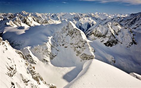 Mountain Snow Ridge Tops Top View Hd Wallpaper
