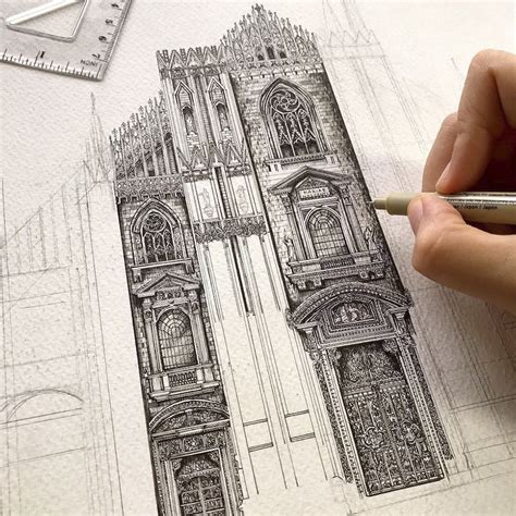 Japanese Artist Creates The Most Intricate Drawings Of Famous Buildings And It S Hard To See