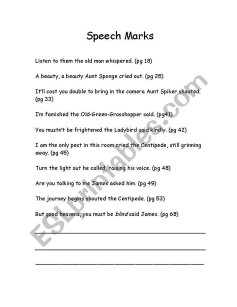 English Worksheets Direct Speech