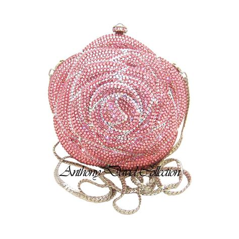 Pink Rose Evening Bag Covered In Swarovski Crystals